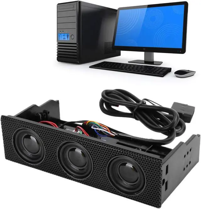 Alt view image 5 of 5 - Zopsc 5.25in Front Panel USB PC Front Panel Speaker Stereo Surround Computer Case Builtin Mic Loudspeaker STW9005