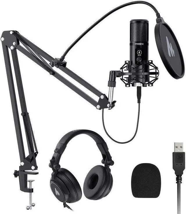Main image of MAONO AU-PM421 USB Microphone with AU-MH601 Studio Monitor Headphones Bundle Plug and Play for Podcast, YouTube, Music...