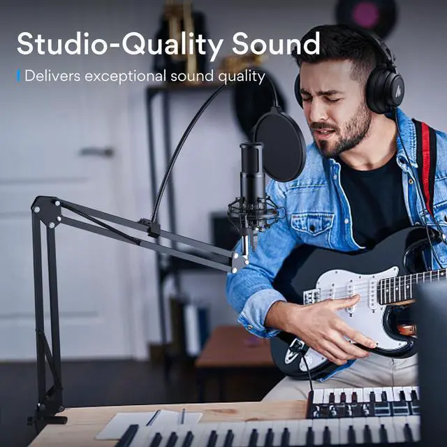 Alt view image 3 of 5 - MAONO AU-PM421 USB Microphone with AU-MH601 Studio Monitor Headphones Bundle Plug and Play for Podcast, YouTube, Music...
