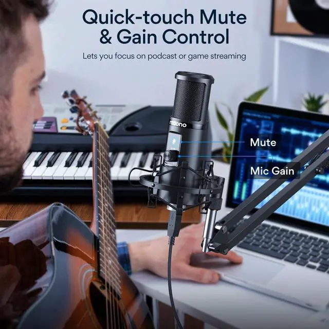 Alt view image 4 of 5 - MAONO AU-PM421 USB Microphone with AU-MH601 Studio Monitor Headphones Bundle Plug and Play for Podcast, YouTube, Music...