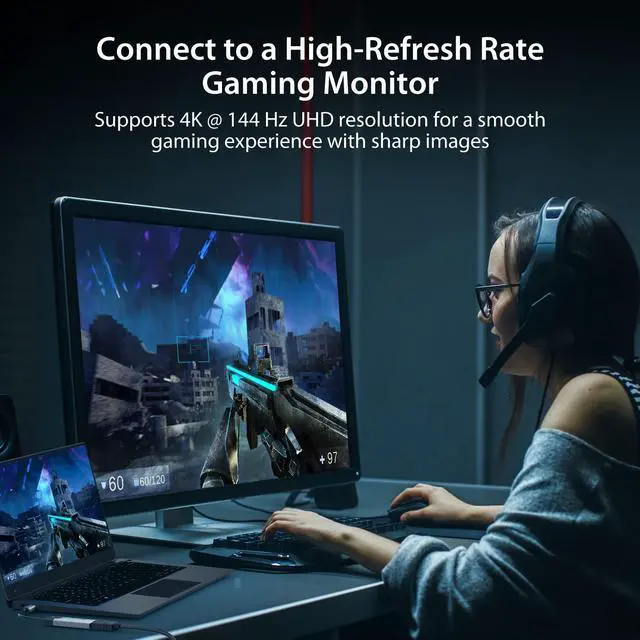 Alt view image 5 of 5 - j5create USB Type C to HDMI Adapter (8K@60Hz, 4K@144Hz) with RGB LED Light for MacBook Pro, MacBook Air, iPad Pro, Samsung Galaxy, Surface Pro, Dell, HP (JCA157)