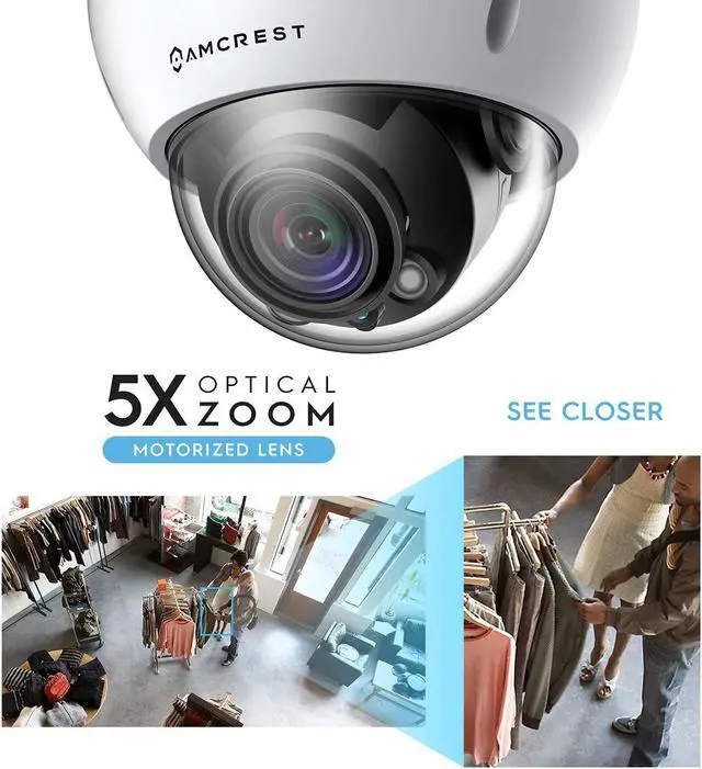 Alt view image 4 of 5 - Amcrest 4K Optical Zoom AI POE Camera, Varifocal 8MP Outdoor POE IP Camera Dome, Face/Human/Vehicle Detection, 2.7mm~13.5mm Lens, IP67, 5X Optical Zoom, (IP8M-VD2893EW-AI)