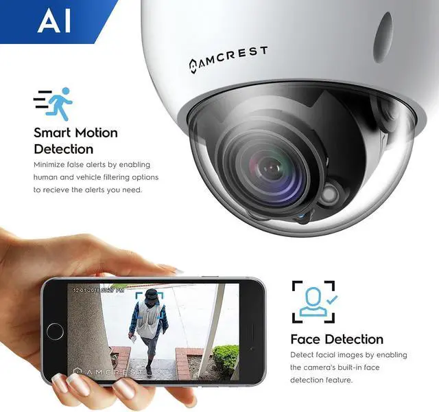 Alt view image 5 of 5 - Amcrest 4K Optical Zoom AI POE Camera, Varifocal 8MP Outdoor POE IP Camera Dome, Face/Human/Vehicle Detection, 2.7mm~13.5mm Lens, IP67, 5X Optical Zoom, (IP8M-VD2893EW-AI)