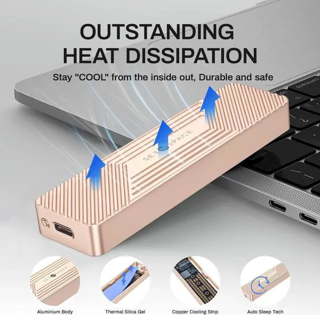 Alt view image 3 of 5 - SETMSPACE NVME Enclosure 10Gbps, SSD Enclosure M.2 USB C Enclosure, M.2 NVME to PCIe M-Key/B+M-Key, M.2 NVME External Enclosure for NVME 2230/2242/2260/2280