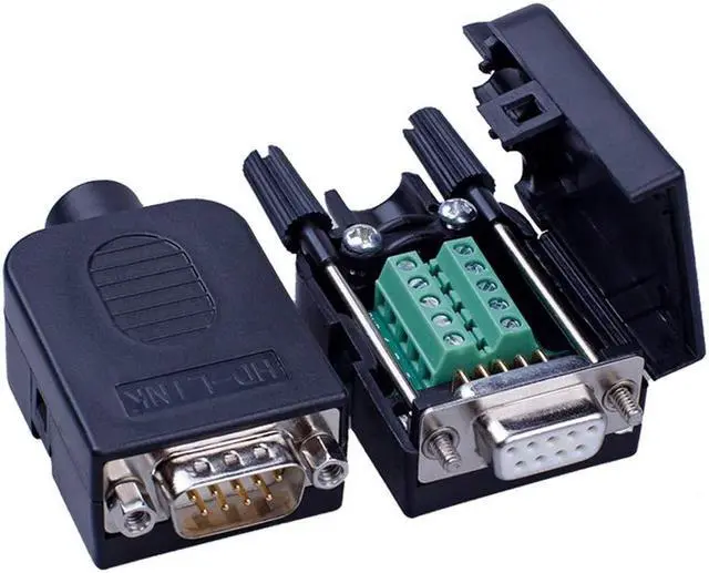 Alt view image 2 of 5 - ANMBEST 10PCS DB9 Breakout Connector, 5PCS Male + 5PCS Female DB9 Solderless RS232 D-SUB Serial to 9-pin Port Terminal Adapter Connector Breakout Board with Case Long Bolts Tail Pipe