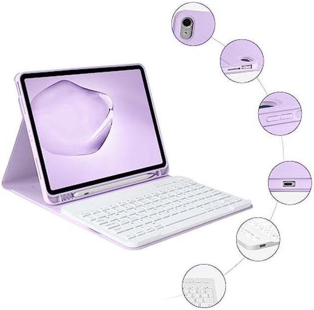 Alt view image 4 of 5 - BQSS Keyboard Case for iPad Air 11" (M2) 2024 Detachable Keyboard Case for iPad Air 5th Generation 10.9"2022 case with keyboard for Air 4th Gen 10.9 Inch 2020/ Pro 11" 2018 Pencil Holder Purple