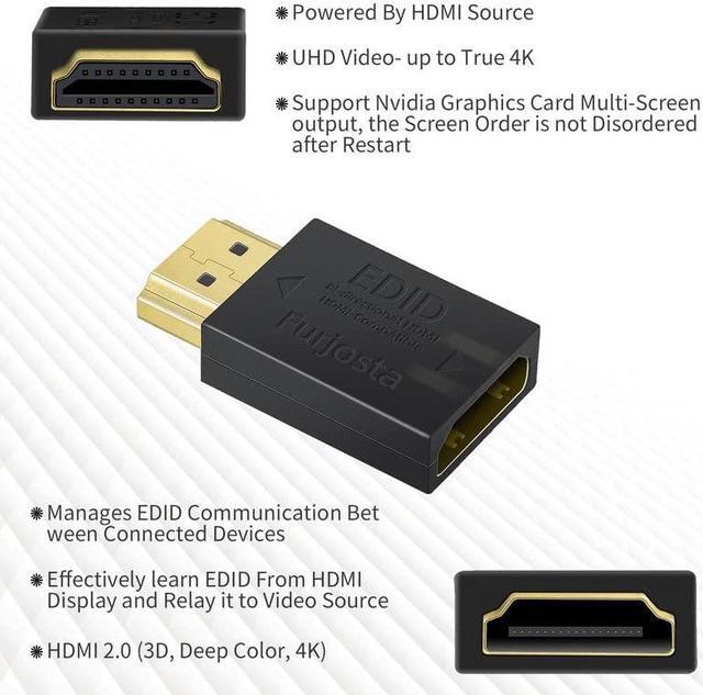 Alt view image 5 of 5 - Furjosta HDMI EDID Emulator Passthrough Aluminum Fit Headlesskeep for Video Splitter Switch Extender Pass-Through Adapter Male to Female Coupler Dummy Plug (HDMI 1920x1080) 2P