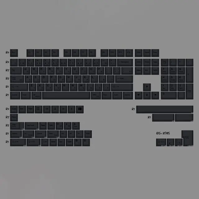 Alt view image 2 of 5 - PBT Keycaps 60 Percent - Black 142 Keys Keycap Set Cherry Profile DYE-Sub, Custom Gray Theme Minimalist Style Keyboard keycaps Suitable for 60/61/65/68/75/98 Mechanical Keyboard