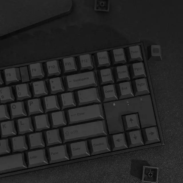 Alt view image 4 of 5 - PBT Keycaps 60 Percent - Black 142 Keys Keycap Set Cherry Profile DYE-Sub, Custom Gray Theme Minimalist Style Keyboard keycaps Suitable for 60/61/65/68/75/98 Mechanical Keyboard