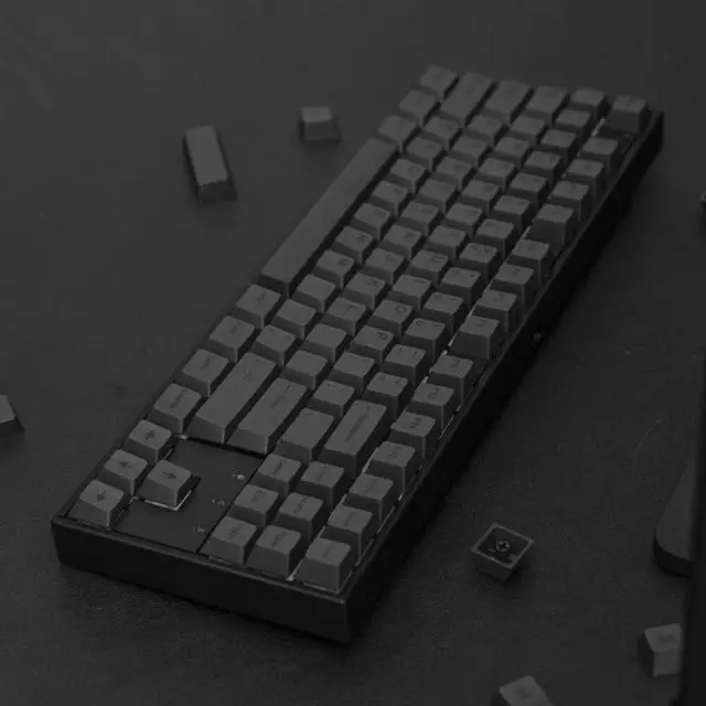 Alt view image 3 of 5 - PBT Keycaps 60 Percent - Black 142 Keys Keycap Set Cherry Profile DYE-Sub, Custom Gray Theme Minimalist Style Keyboard keycaps Suitable for 60/61/65/68/75/98 Mechanical Keyboard