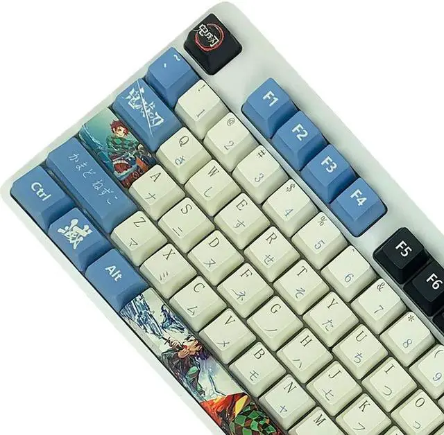 Main image of Hokeyio Japanese Anime Demon Slayer Keycaps 108 PBT Dye Sublimation OEM Profile for Cherry Mx Gateron Kailh Switch Mechanical Keyboard Colorful (Only keycaps)
