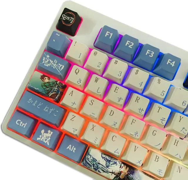 Alt view image 3 of 5 - Hokeyio Japanese Anime Demon Slayer Keycaps 108 PBT Dye Sublimation OEM Profile for Cherry Mx Gateron Kailh Switch Mechanical Keyboard Colorful (Only keycaps)