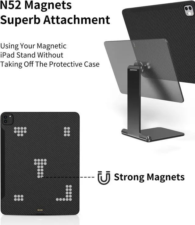 Alt view image 2 of 5 - KU XIU Magnetic Case for 2018-2022 iPad Pro 11" & 2020-2022 iPad Air 10.9", Magnetic-Friendly Case with Smart Connectors for iPad Pro 11/10.9 inch