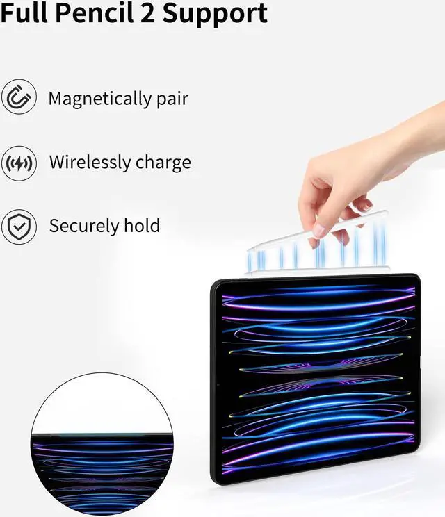 Alt view image 3 of 5 - KU XIU Magnetic Case for 2018-2022 iPad Pro 11" & 2020-2022 iPad Air 10.9", Magnetic-Friendly Case with Smart Connectors for iPad Pro 11/10.9 inch