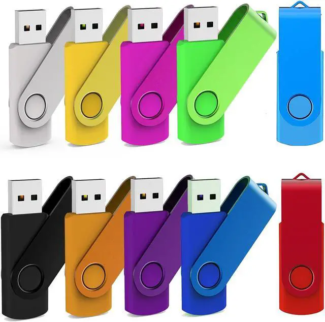 Main image of USB Flash Drive 32GB 10 Pack, Bulk USB 2.0 Thumb Drives Swivel Memory Stick Jump Pen Zip Drive