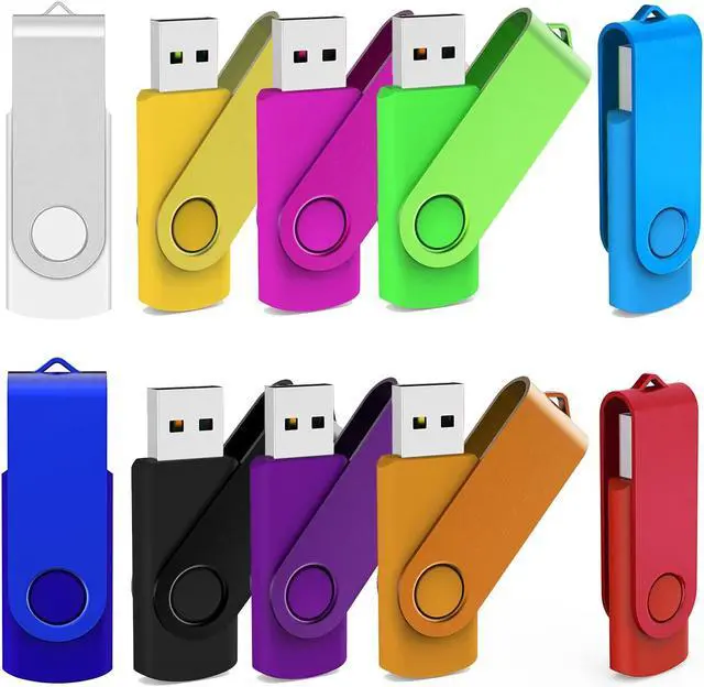 Alt view image 2 of 5 - USB Flash Drive 32GB 10 Pack, Bulk USB 2.0 Thumb Drives Swivel Memory Stick Jump Pen Zip Drive