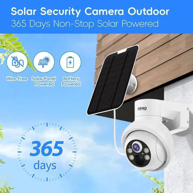 Alt view image 2 of 5 - Solar Security Cameras Outdoor, 4MP PTZ Solar Panel for Security Cameras, Battery Powered Wireless Cameras for Home with 128GB Card, PIR Motion Detection, Color Night Vision, Compatible with Alexa