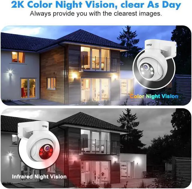 Alt view image 3 of 5 - Solar Security Cameras Outdoor, 4MP PTZ Solar Panel for Security Cameras, Battery Powered Wireless Cameras for Home with 128GB Card, PIR Motion Detection, Color Night Vision, Compatible with Alexa