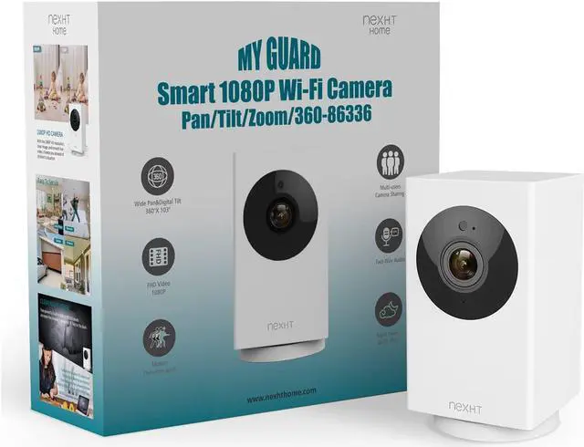 Main image of UGOHO.ME 1080P Pan/Tilt/Zoom Indoor Smart Camera Wi-Fi Viewing for Baby, Elderly, Pet, with Night Vision, Motion Detection and 2-Way Audio (86336), White, 3.36 x 1.92 x 1.86 inches
