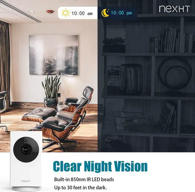 Alt view image 4 of 5 - UGOHO.ME 1080P Pan/Tilt/Zoom Indoor Smart Camera Wi-Fi Viewing for Baby, Elderly, Pet, with Night Vision, Motion Detection and 2-Way Audio (86336), White, 3.36 x 1.92 x 1.86 inches
