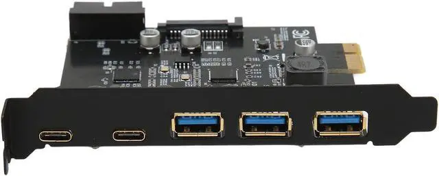 Alt view image 3 of 5 - Usb C Pcie Card, Pcie Usb Card, Pcie 1x To Usb Expansion Card 3xusb3.0 2xtype C 19pin 5 Port Expansion Adapter Card Thunderbolt Card Usb C Card Usb Pcie Card For Pc for Pc Desktop