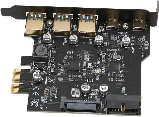 Alt view image 2 of 5 - Usb C Pcie Card, Pcie Usb Card, Pcie 1x To Usb Expansion Card 3xusb3.0 2xtype C 19pin 5 Port Expansion Adapter Card Thunderbolt Card Usb C Card Usb Pcie Card For Pc for Pc Desktop