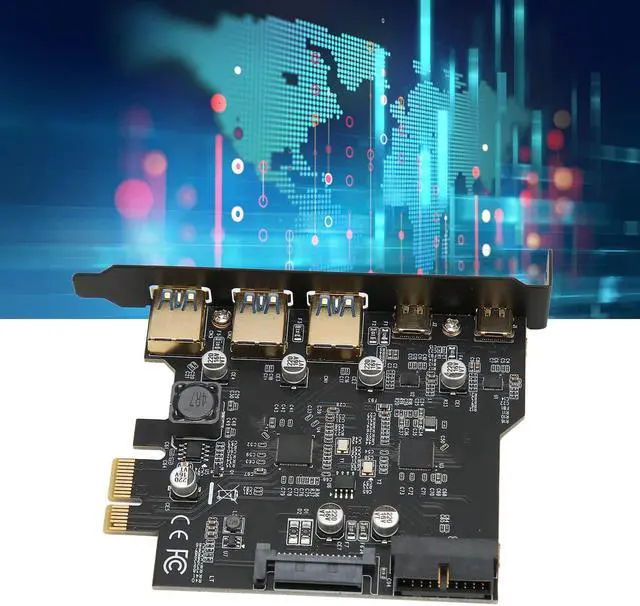 Alt view image 4 of 5 - Usb C Pcie Card, Pcie Usb Card, Pcie 1x To Usb Expansion Card 3xusb3.0 2xtype C 19pin 5 Port Expansion Adapter Card Thunderbolt Card Usb C Card Usb Pcie Card For Pc for Pc Desktop