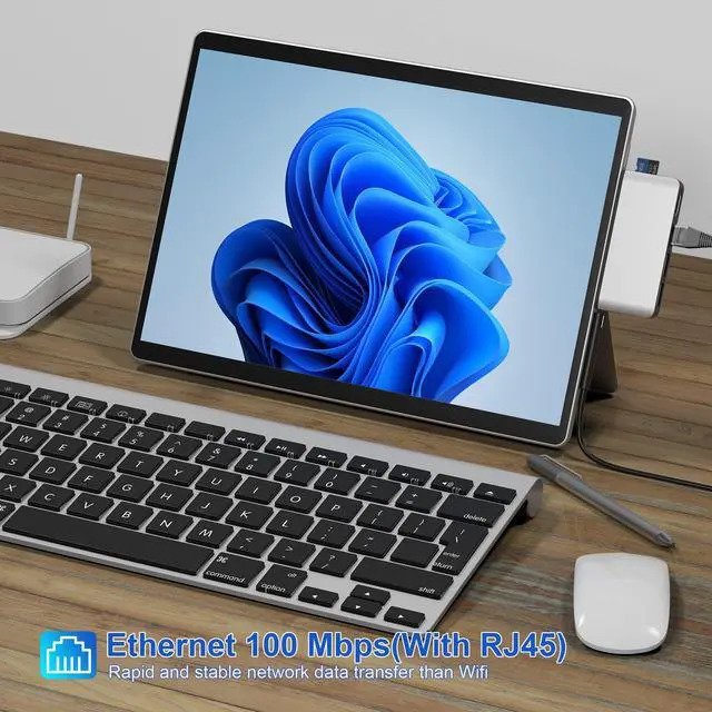 Alt view image 4 of 5 - Surface Pro 8 Hub Docking Station with 4K HDMI Adapter+100M Ethernet LAN+ USB 3.0 Port* 2+Micro SD(TF) Card Reader Converter Combo Adaptor for Microsoft Surface Pro 8 Accessories