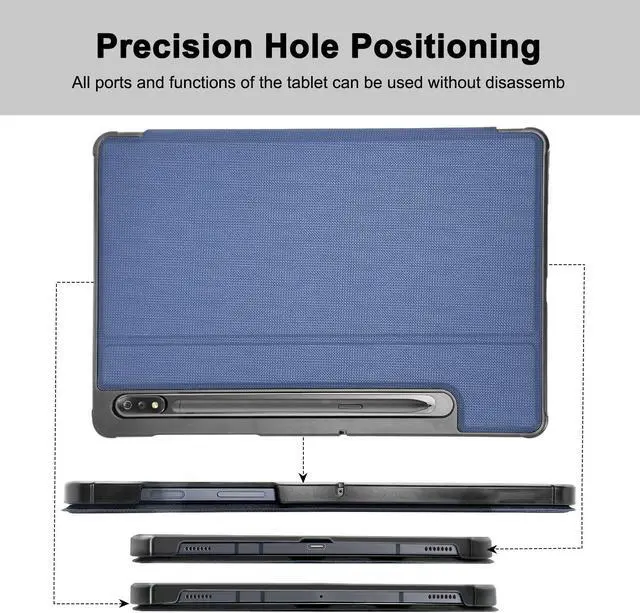 Alt view image 3 of 5 - SSS·GRGB Case for 11" Samsung Galaxy Tab S8 2022/Tab S7 2020(SM-X700/X706/T870/T875/T878) with S Pen Holder, Hard PC Back, Shock Proof Stand Folio Protective Tablet Cover, Auto Wake/Sleep, Navy Blue