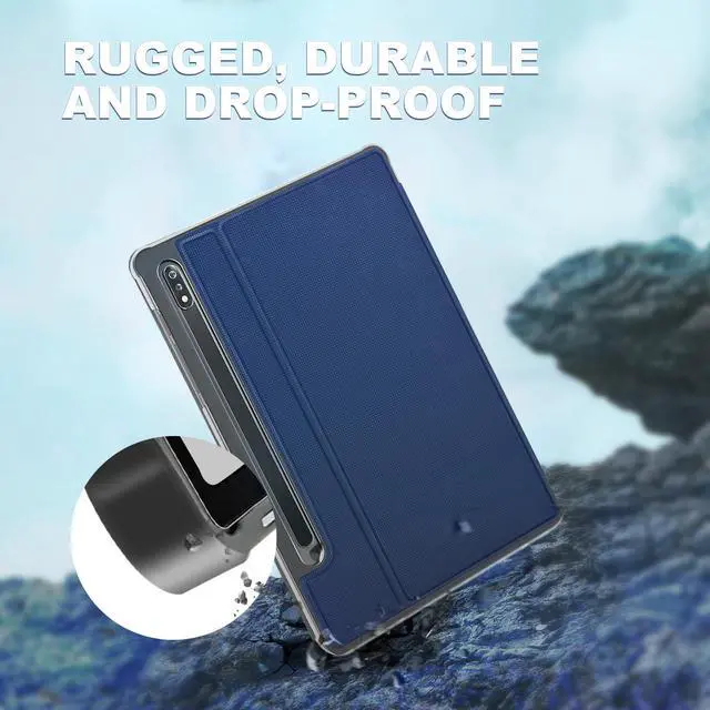 Alt view image 4 of 5 - SSS·GRGB Case for 11" Samsung Galaxy Tab S8 2022/Tab S7 2020(SM-X700/X706/T870/T875/T878) with S Pen Holder, Hard PC Back, Shock Proof Stand Folio Protective Tablet Cover, Auto Wake/Sleep, Navy Blue