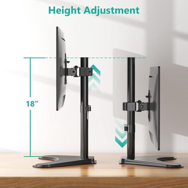 Alt view image 5 of 5 - WALI Single Monitor Stand for 13-32 Inch Computer Screens, Freestanding Single Monitor Arm Desk Mount, Universal VESA Monitor Mount 75x75/100x100mm, Adjustable Height and Angle, (MF001), Black