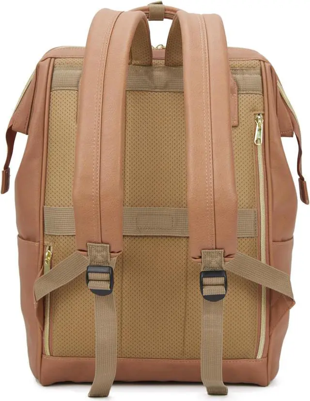 Alt view image 2 of 5 - Kah&Kee Leather Backpack for Women and Men 16-inch Laptop Bag | Teacher Professional, Diaper Bag Backpack, Ideal for Work, School, Nurse, College & Travel (Tan Pink, Large)