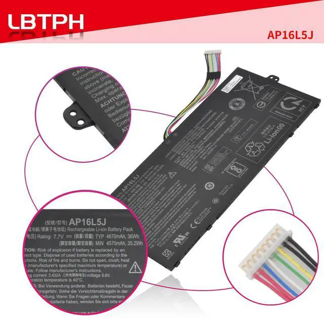 Alt view image 3 of 5 - LBTECH AP16L5J Battery for Acer Swift 5 SF514-52T SF514-52TP-84C9 SF514-52T-526G SF514-53T Chromebook Spin 311 CP311-2H 7.7V 4670mAh 36Wh