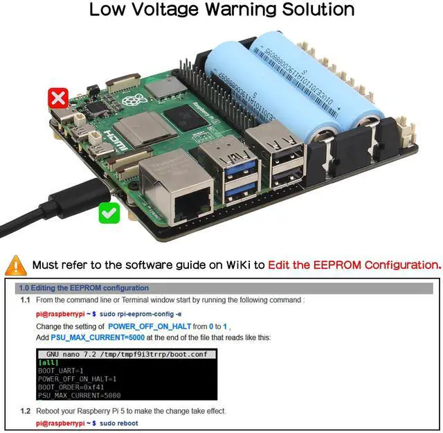 Alt view image 3 of 5 - Geekworm X1201 Ultra-Thin 5V UPS Shield for Raspberry Pi 5 |Max 5.1V 5A Output| Auto Power On|Safe Shutdown|Power Loss Detection