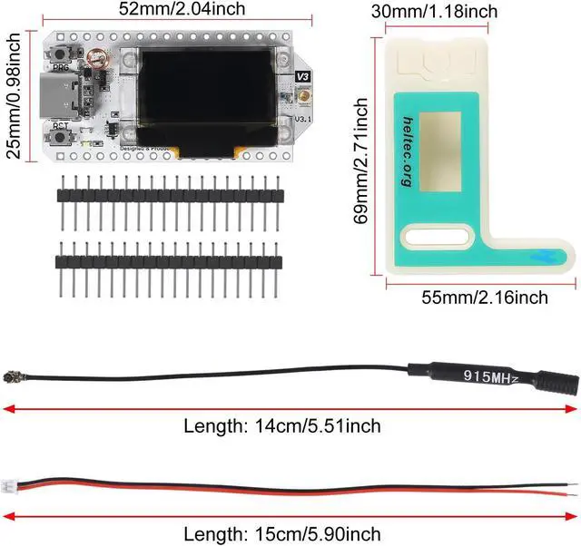Alt view image 2 of 5 - ACEIRMC 2sets 915MHZ ESP32 Lora V3 WiFi+BLE Development Board SX1262 Type-C Lora Kit 0.96inch OLED Display ESP32-S3 Dual-core with Protective Case Compatible with Arduino NodeMCU