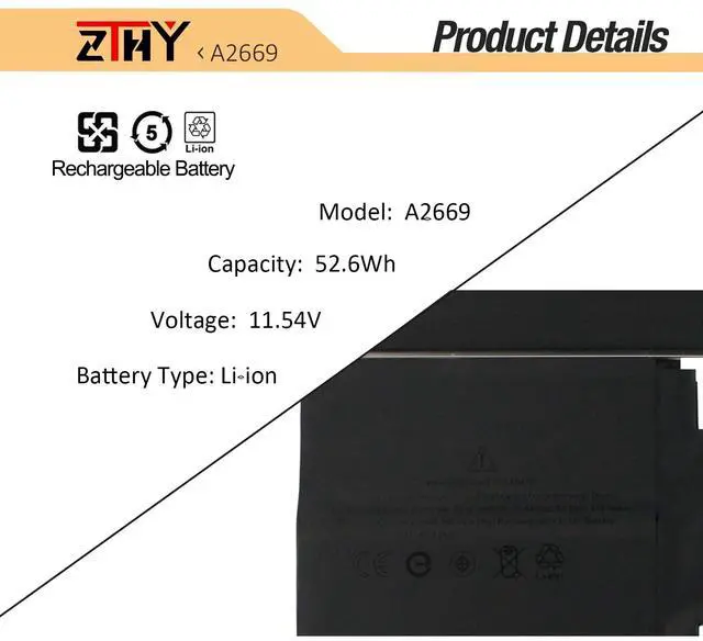 Alt view image 3 of 5 - ZTHY A2669 A2681 Laptop Battery Replacement for MacBook AIR 13" M2 2022 A2681 (EMC 4074) 661-26150 MLY23LL/A MLXX3LL/A MLXW3LL/A MLXY3LL/A MLY03LL/A MLY43LL/A MLY33LL/A MLY13LL/A Series 11.54V 52.6Wh