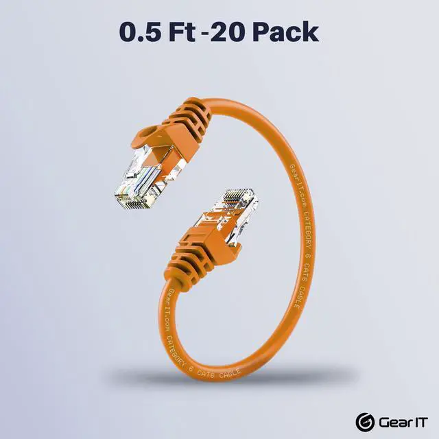 Alt view image 2 of 5 - GearIT Cat6 Ethernet Cable - 0.5 ft Orange, Cat6 Patch Cable for Network and Internet