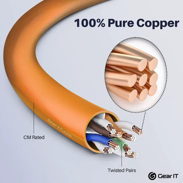 Alt view image 3 of 5 - GearIT Cat6 Ethernet Cable - 0.5 ft Orange, Cat6 Patch Cable for Network and Internet