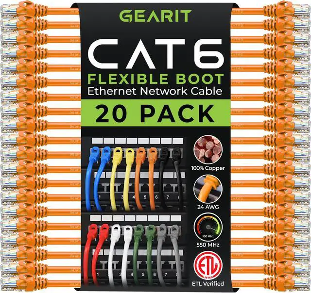 Main image of GearIT Cat6 Ethernet Cable - 0.5 ft Orange, Cat6 Patch Cable for Network and Internet