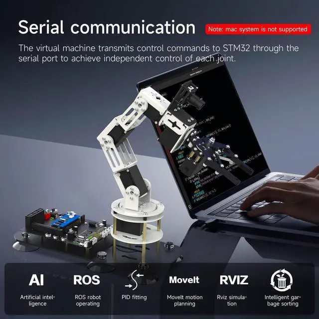 Alt view image 5 of 5 - Yahboom Robot Arm ROS Virtual Machine as Controller Programmable AI Visual Recognition 6DOF Mechanical Arm Research Robot DOFBOT-SE (VM Software Not Support MAC)