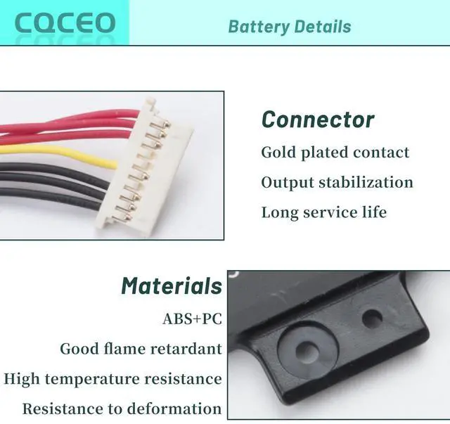 Alt view image 2 of 5 - CQCEO UTL-4766133-2S Battery for ONN Surf 100002434 100003497 Y1333W WU133W K1412W for Haier Leadpie M1 Tablet PC UTL-3978110-2s 7.6V/45.6Wh/6000mAh