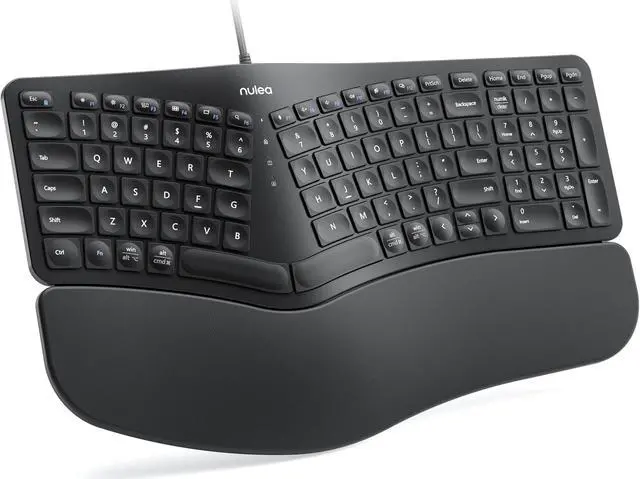 Main image of Nulea RT05C Wired Ergonomic Keyboard, Split Keyboard with Cushioned Wrist Rest, Adjustable Tilt Legs, Plug and Play, USB Corded, Compatible with Windows/Mac