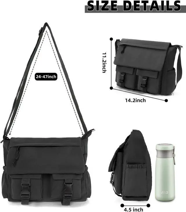 Alt view image 2 of 5 - Travel Messenger Bag for Women Men: Durable Canvas Crossbody Handbag with Adjustable Strap Lightweight Laptop Purse Suitable for Outdoor Buiness or Work