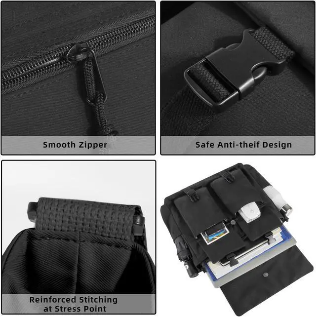 Alt view image 3 of 5 - Travel Messenger Bag for Women Men: Durable Canvas Crossbody Handbag with Adjustable Strap Lightweight Laptop Purse Suitable for Outdoor Buiness or Work