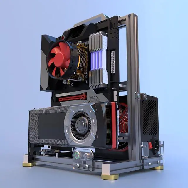 Main image of DIY Open Frame PC Chassis, Aluminum Computer Case, Supports ATX Motherboard, Excellent Cooling, Type-C Support