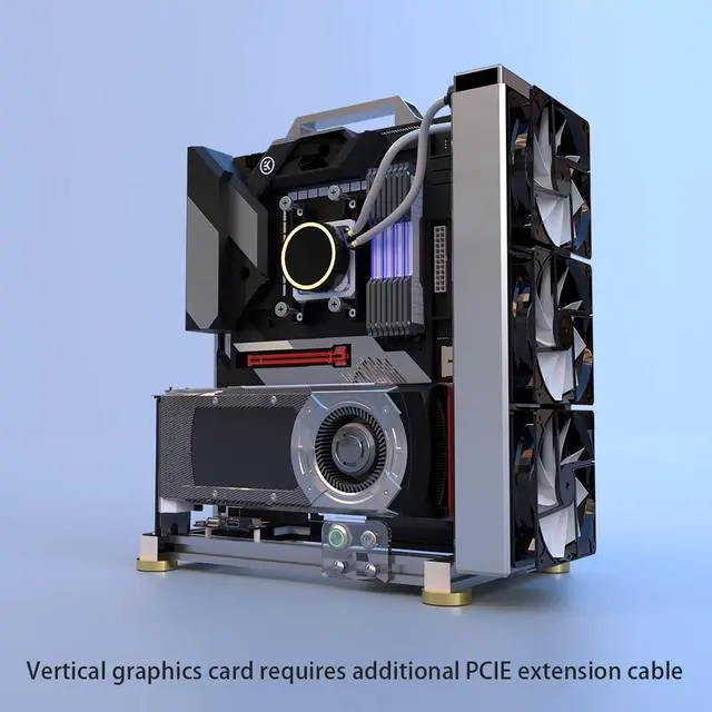 Alt view image 3 of 5 - DIY Open Frame PC Chassis, Aluminum Computer Case, Supports ATX Motherboard, Excellent Cooling, Type-C Support