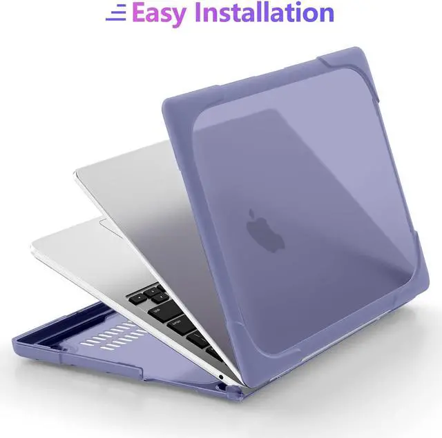 Alt view image 5 of 5 - MEEgoodo for MacBook Air 13.6 inch Case 2025 2024 2022 (A3240/A3113/A2681) with M4/M3 M2, Laptop Hard Shell for MacBook Air 13", Cover with Heavy Duty Rugged Shockproof Kickstand, Lavender Grey