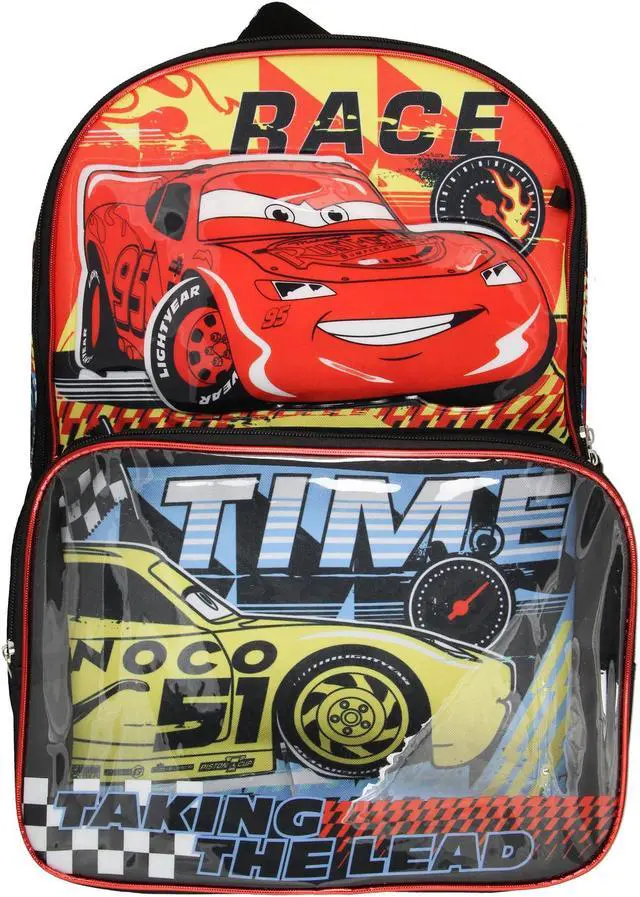 Alt view image 2 of 5 - Disney Cars Taking The Lead Lightning McQueen Jackson Strom 17" Backpack Lunch Box 5pc Set