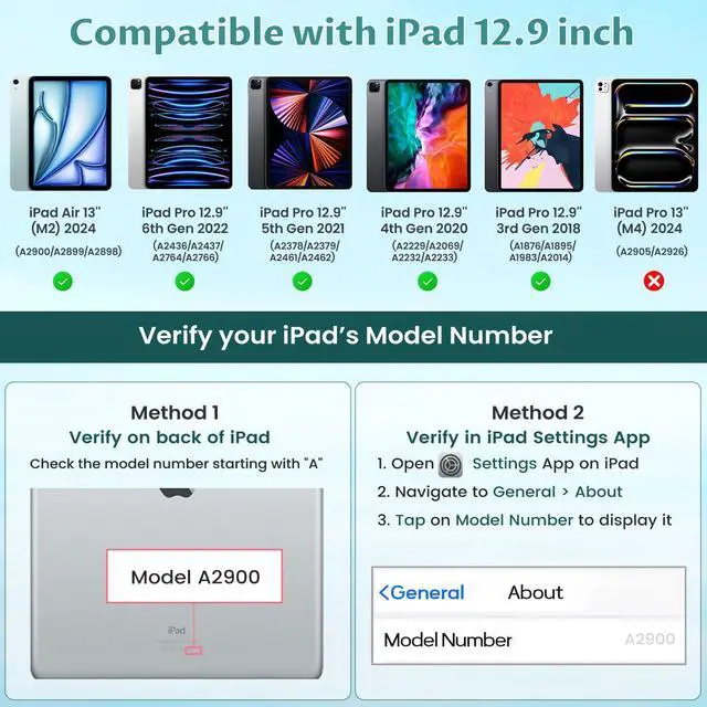 Alt view image 2 of 5 - OYEEICE Keyboard Case for iPad Pro 12.9 inch 6th Gen 2022, 5th 2021, 4th 2020, Rotating Detachable Clear Cover with 7 Colorful Backlit Keyboard Wireless, Pencil Holder, Auto Wake/Sleep - Teal