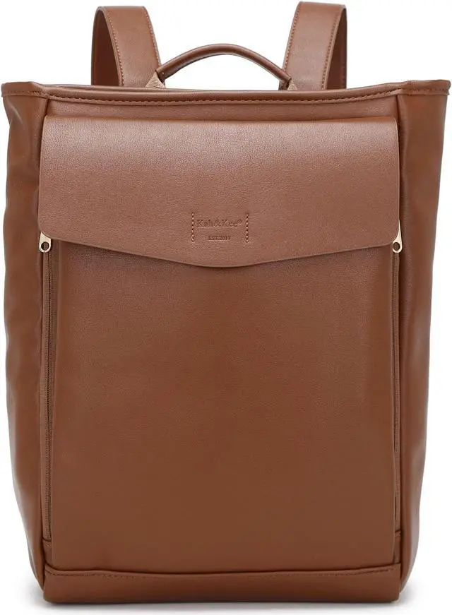 Main image of Kah&Kee Leather Laptop Backpack for Women with 14-inch Laptop Compartment Ideal for Teachers, College Students and Work